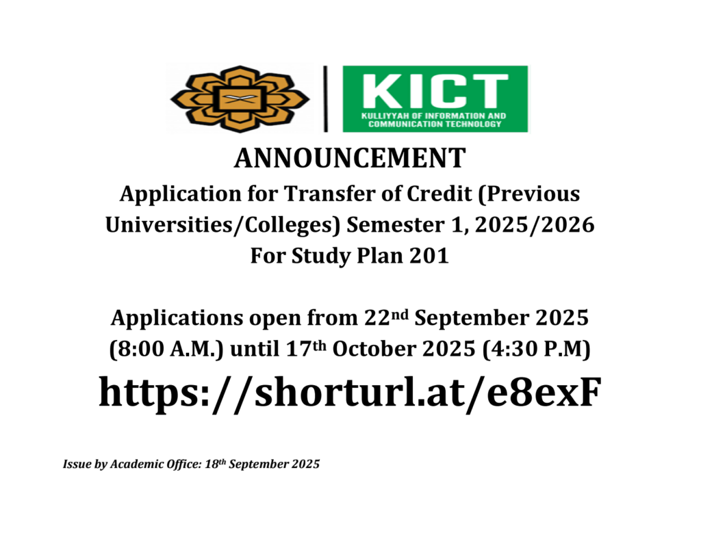 Application for Transfer of Credit (PreviousUniversities/Colleges) Semester 1, 2025/2026